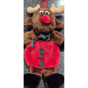 Vintage Christmas Stocking Reindeer Plush Hand Puppet Santas Best Brown